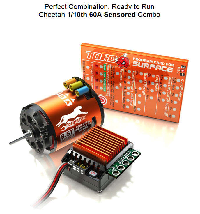 SkyRC - Cheetah 1/10 Brushless 60A Sensored combo 21.5T 1600KV (SK-300058-05) - SkyRC 2kg