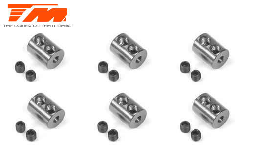 Stoppers - Dual - Aluminum - Silver (6 pcs) - 111146S - 0.10kg