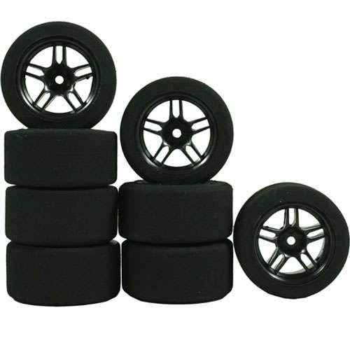 Yeah Racing 1:10 Mini Foam Tire Set (8pcs) Black 26 Deg - Yeah Racing 0.10kg