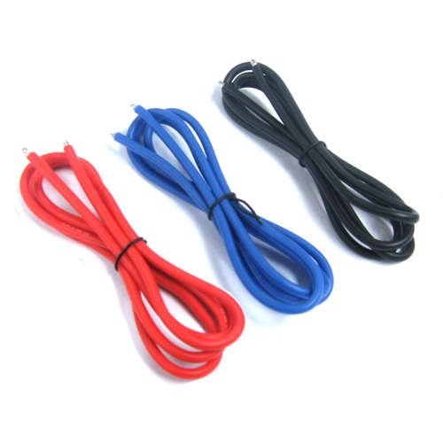 (#WPT-0033) 18 AWG Silver Silicone Wire Set (BK/BU/RD)  - 0.10kg