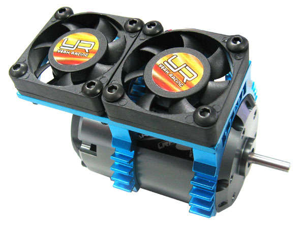 Yeah Racing (#YA-0258BU) Super Light Twin Fan Heat Sink (BU) w/Cooling Fan 2 sets for 540 Motors - 0
