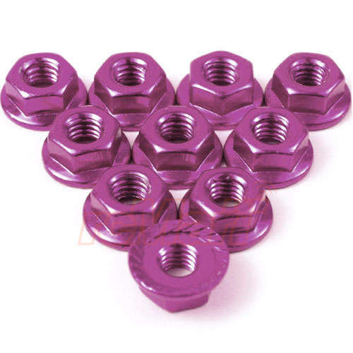 Yeah Racing 4mm Aluminium Serrated Lock Nut 10pcs (PP) #LN-M4S-PP - 0.10kg