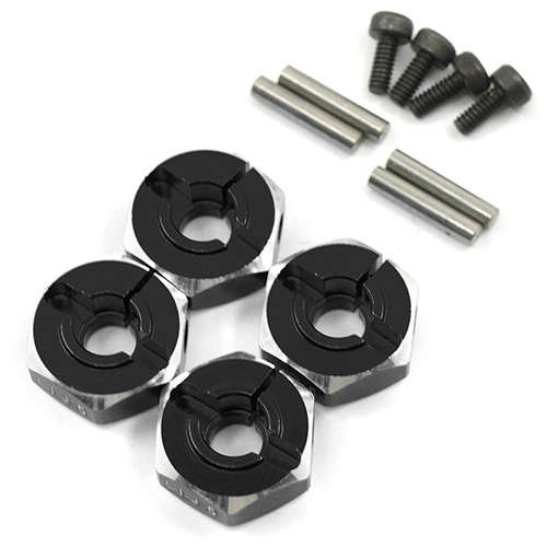 (#WA-031BK) Aluminum Hex Adaptor Set 12x5mm For 1/10 RC Touring Drift Crawler Black  - 0.10kg