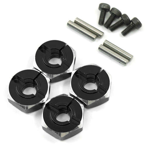 (#WA-033BK) Aluminum Hex Adaptor Set 12x6mm For 1/10 RC Touring Drift Crawler Black - Yeah Racing 0.