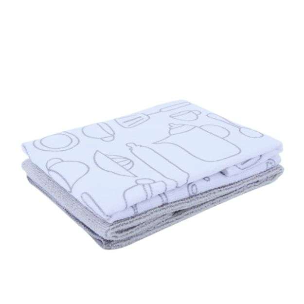 Embroidered Kitchen Microfiber Cleaning Cloth For General Use - 2 Pcs Set