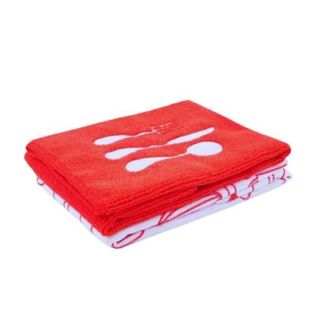 Embroidered Kitchen Microfiber Cleaning Cloth For General Use - 2 Pcs Set