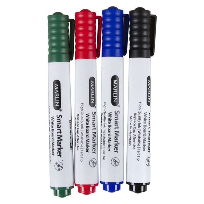 Marlin Whiteboard Marker Set  Pack of 4 Assorted Colors