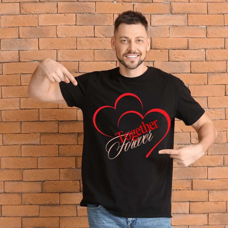 Unisex Valentine Printed T-Shirt - Black