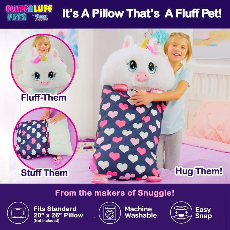 Happy Nappers Fluffaluff Pets, Snap On & Off The Pillowcase