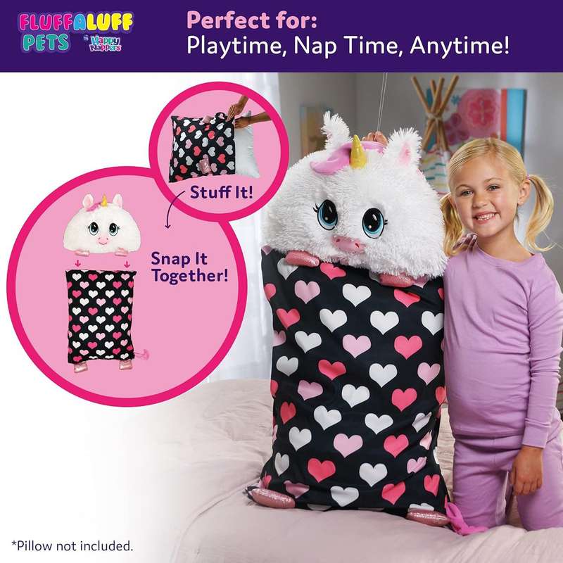 Happy Nappers Fluffaluff Pets, Snap On & Off The Pillowcase