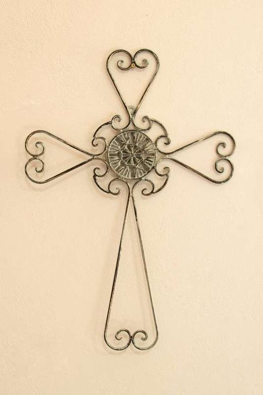 Cross Wall Decor Antique Grey