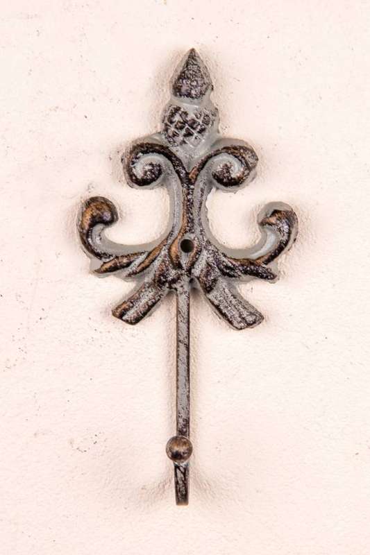 Fleur de Lis Hook Antique Grey