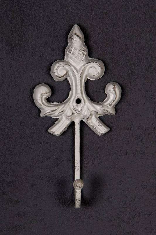 Fleur de Lis Hook Antique White