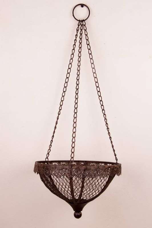 Hanging Basket Lace Trim Rust