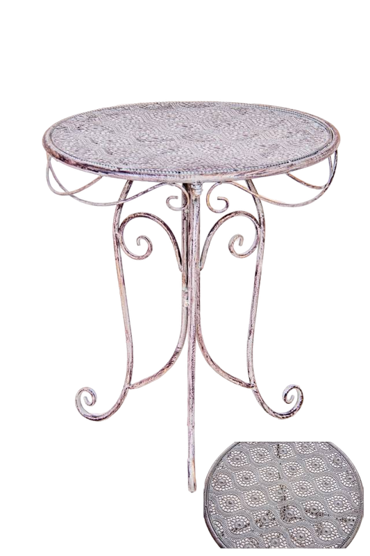 Round Side Table Antique Grey
