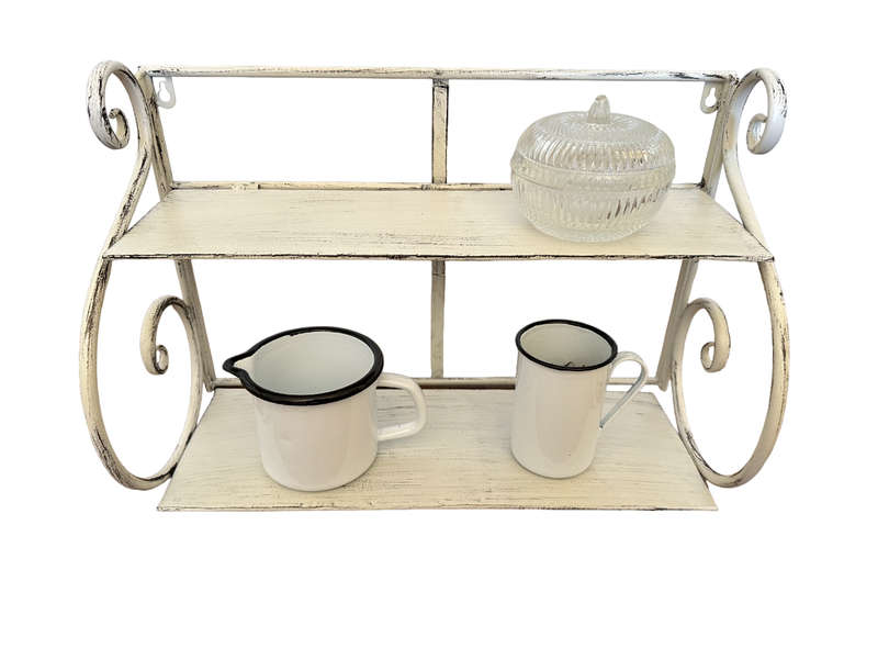 2 Shelf Curly Rack Antique White