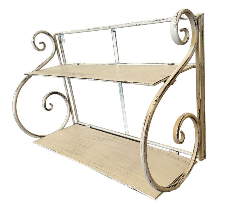 2 Shelf Curly Rack Antique White