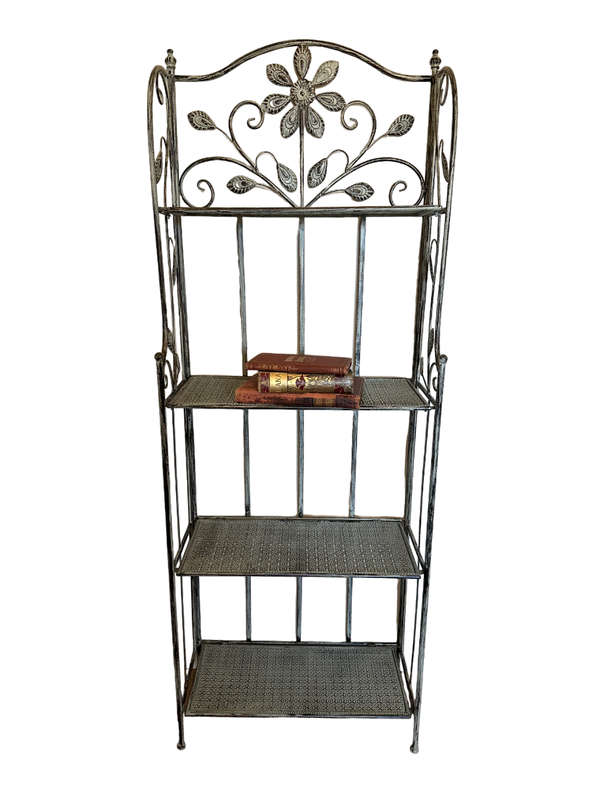 4 Shelf Floral Pattern Antique Grey