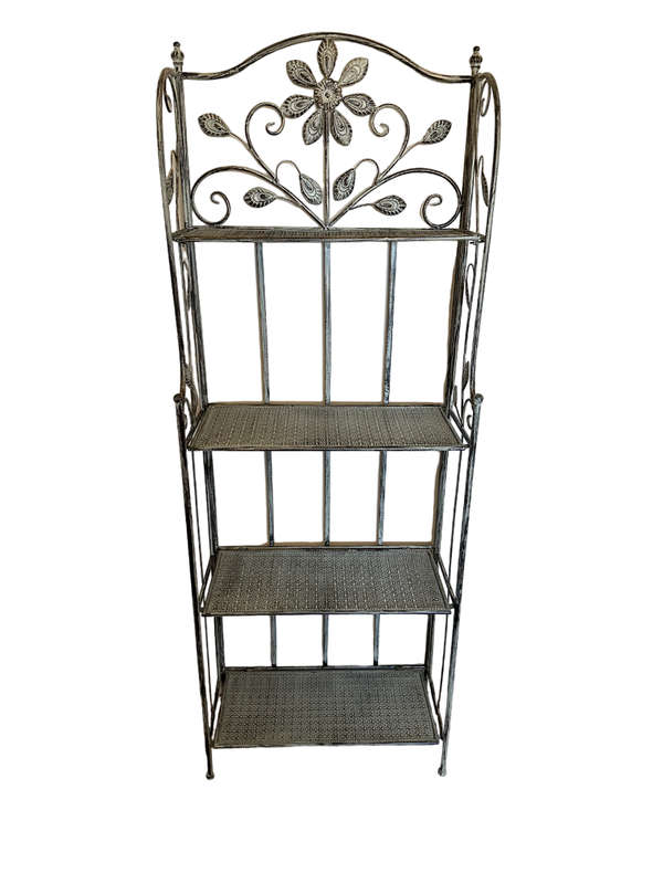 4 Shelf Floral Pattern Antique Grey
