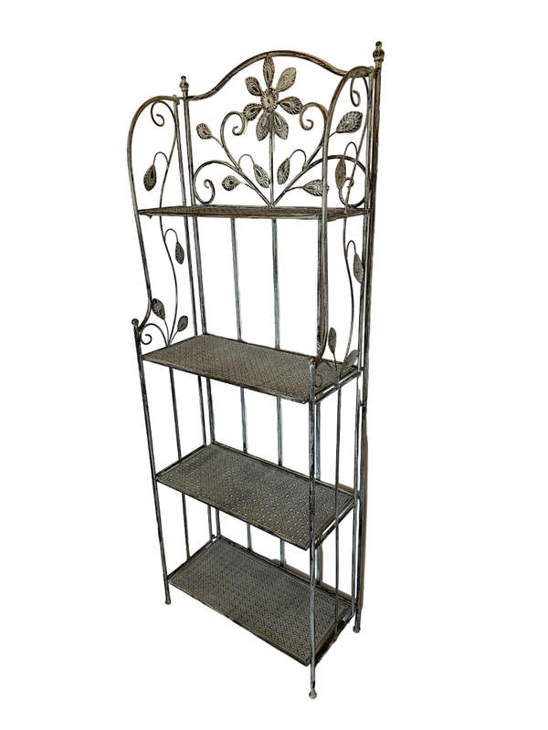 4 Shelf Floral Pattern Antique Grey