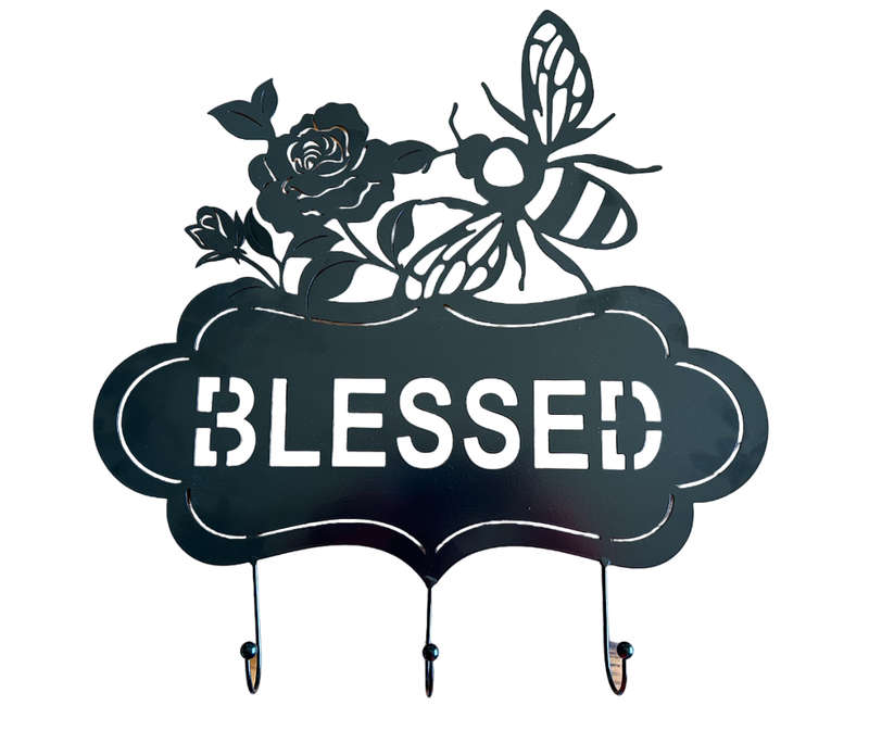 3 Hooks Wall Fixture Blessed Sign Black