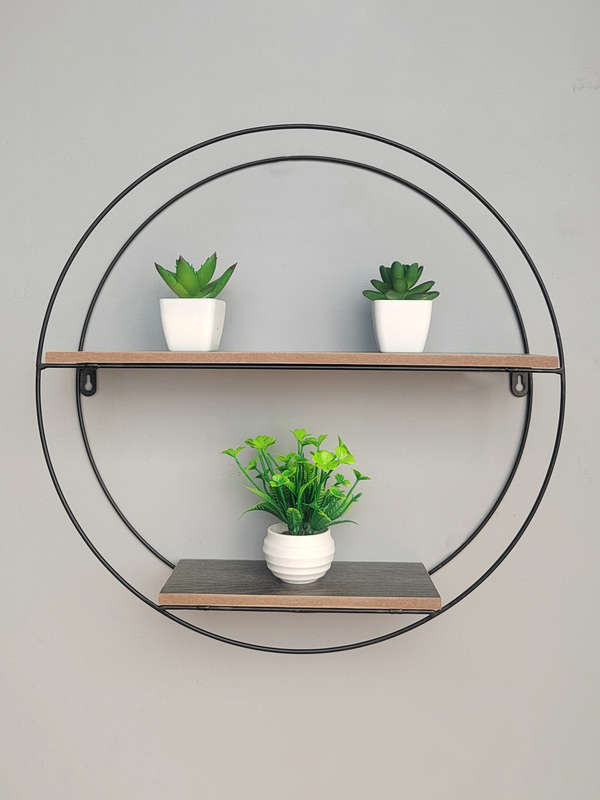 Circle Wall Shelf with 2 Shelves