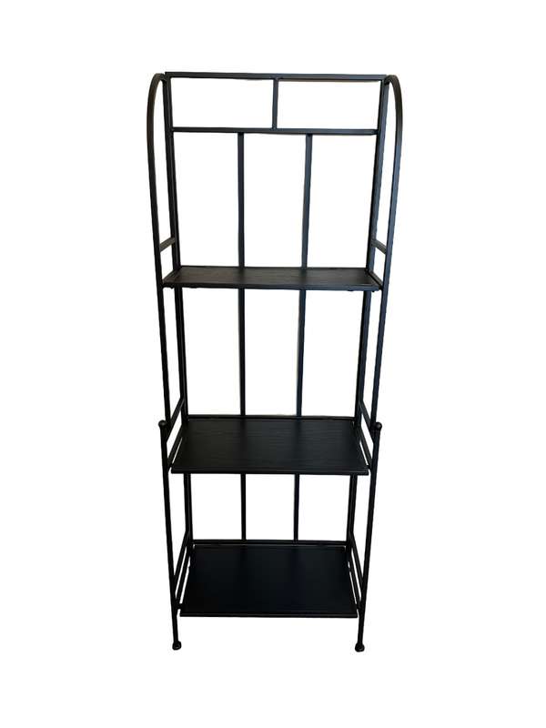 Black 3 Shelf Rack Medium Density Fiberboard Shelves