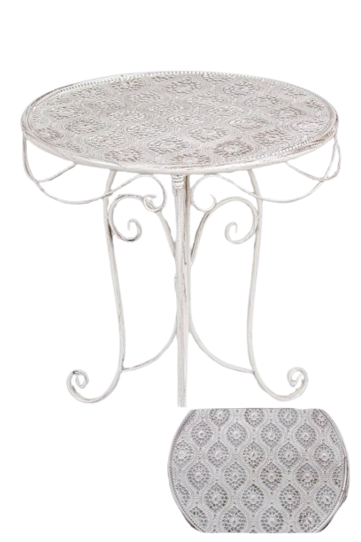 Round Side Table Antique White