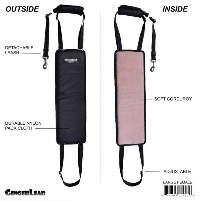 GingerLead Dog Support & Rehabilitation Harnesses - Padded Sling with Leash for Comfort and Control