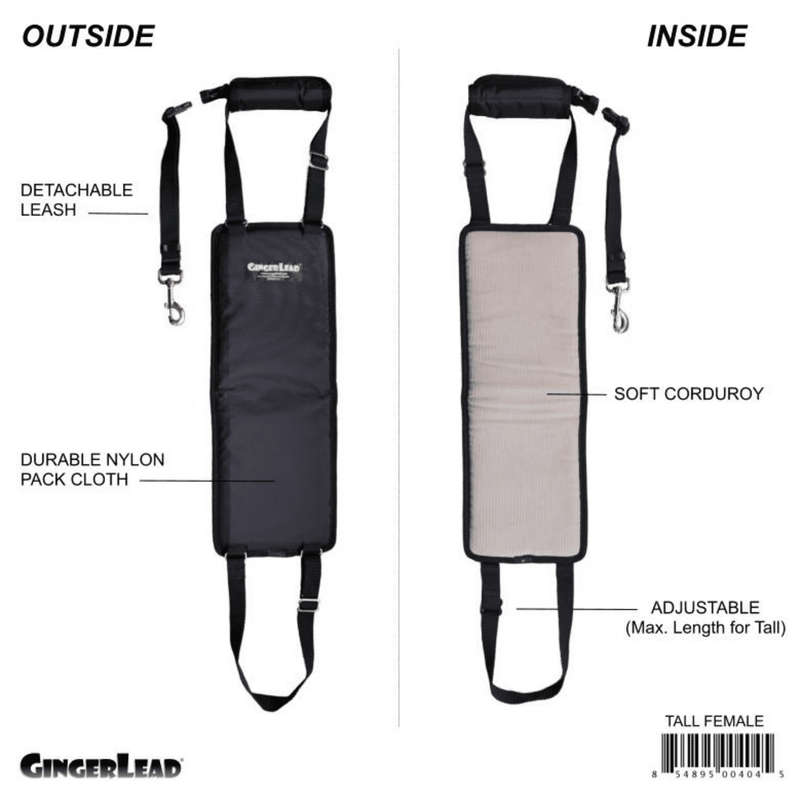 GingerLead Dog Support & Rehabilitation Harnesses - Padded Sling with Leash for Comfort and Control