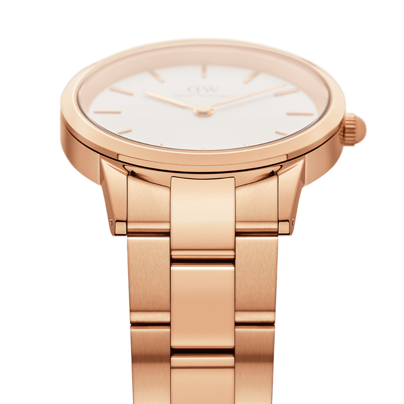 Daniel Wellington Iconic Link Rose Gold Women's Watch 36 mm (DW00100209) - White dial