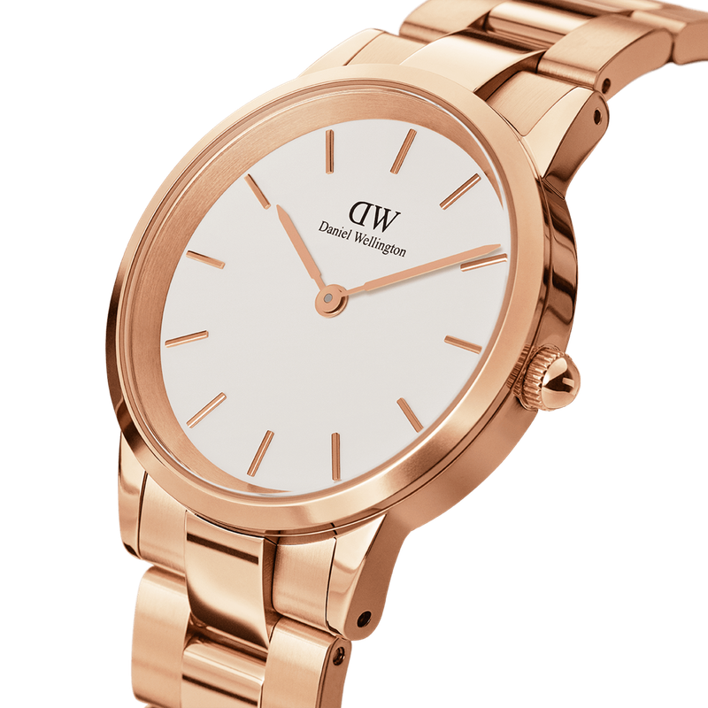 Daniel Wellington Iconic Link Rose Gold Women's Watch 36 mm (DW00100209) - White dial