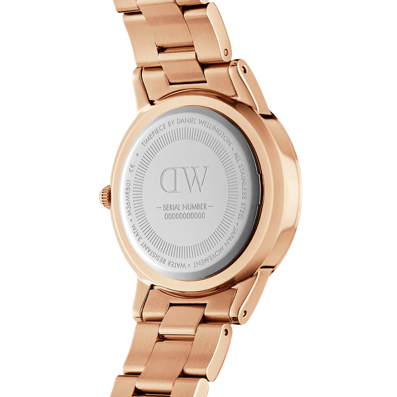 Daniel Wellington Iconic Link Rose Gold Women's Watch 36 mm (DW00100209) - White dial