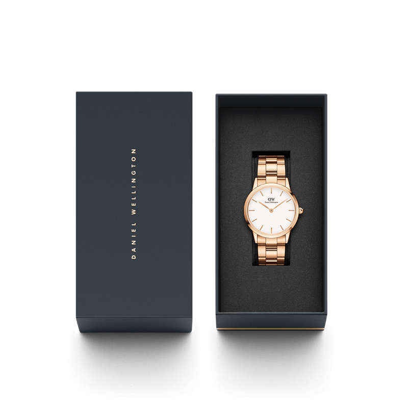 Daniel Wellington Iconic Link Rose Gold Women's Watch 36 mm (DW00100209) - White dial