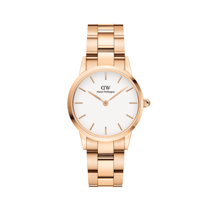 Daniel Wellington Iconic Link Rose Gold Women's Watch 36 mm (DW00100209) - White dial