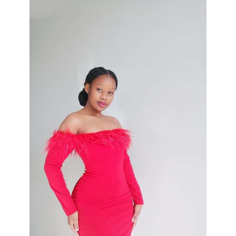 Bodycon feather dress online