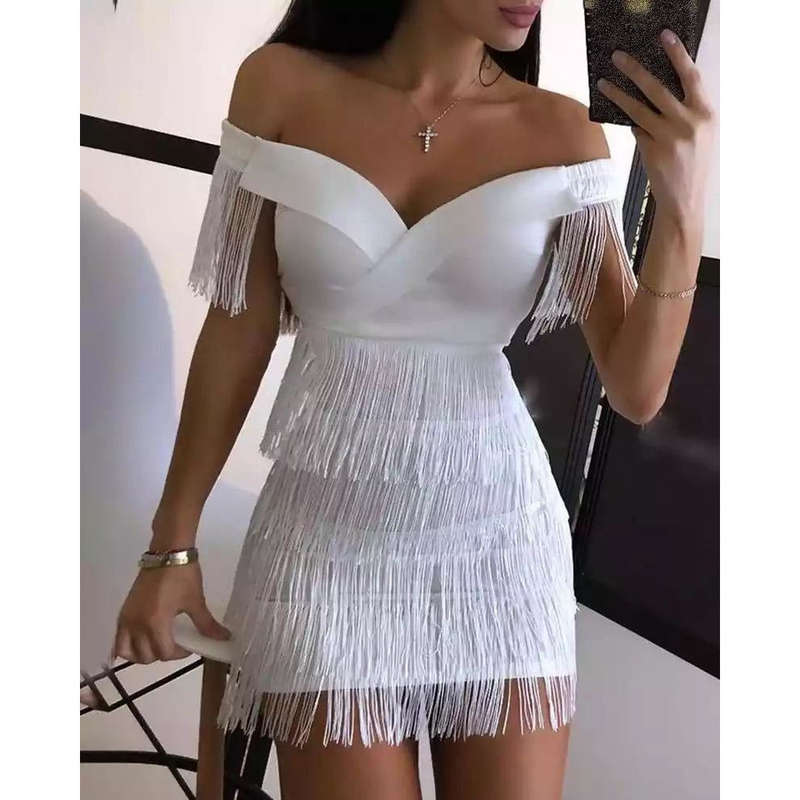 Tassel dress white discount