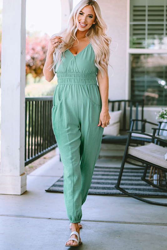 Green high neck jumpsuit cheap