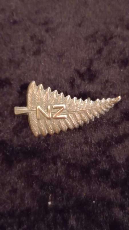Vintage South African Rugby badges brooches lapel pin and New Zealand Fern brooch