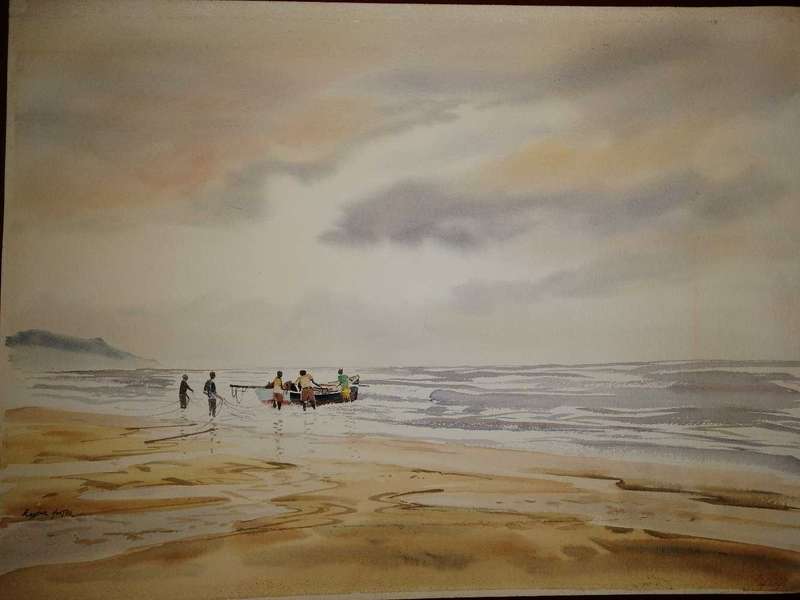 Nicely done watercolor on paper by Eugene Hunter