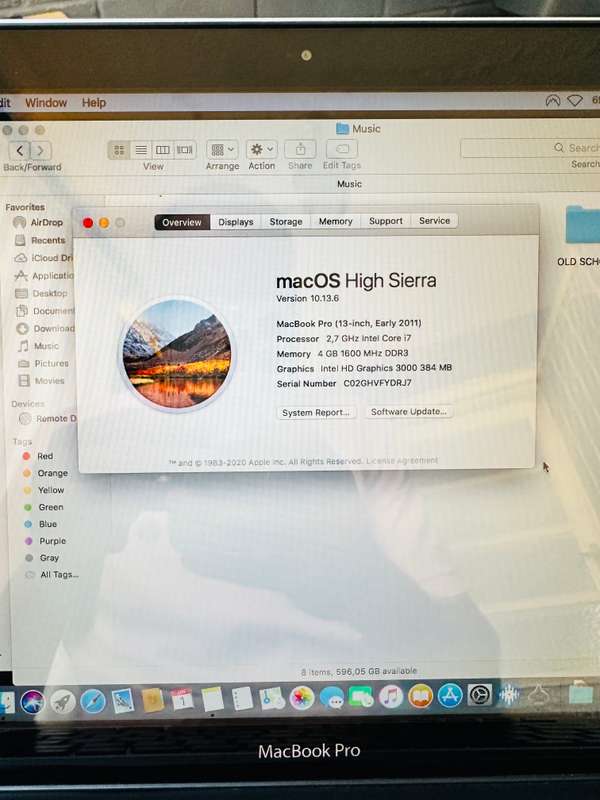 Intel Core i7 Apple MacBook Pro (13-inch, Early 2011)  640GB HDD 8GB RAM macOS 10.13.6