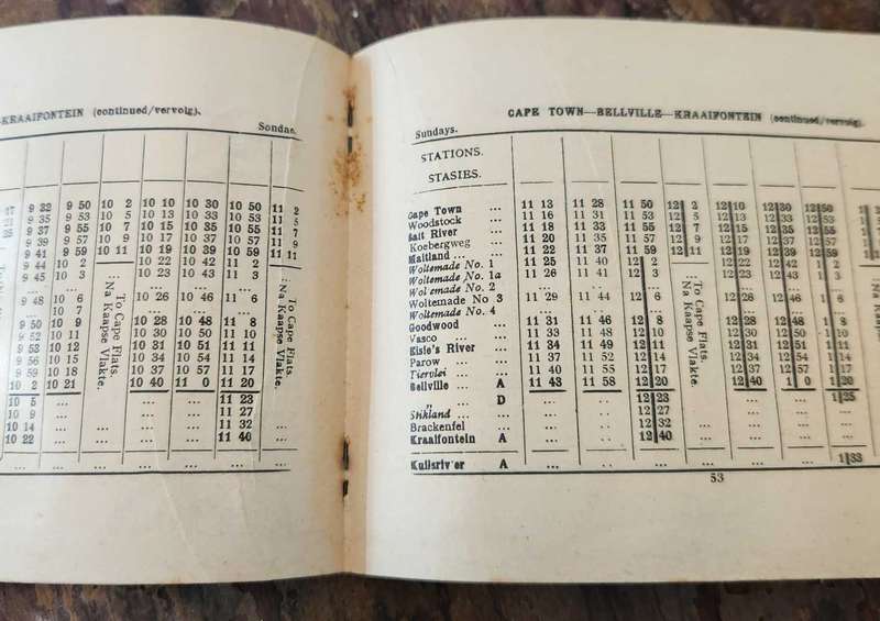 South African Railways Timetable 1937 - Capetown to Cape Flats - NEVER seen