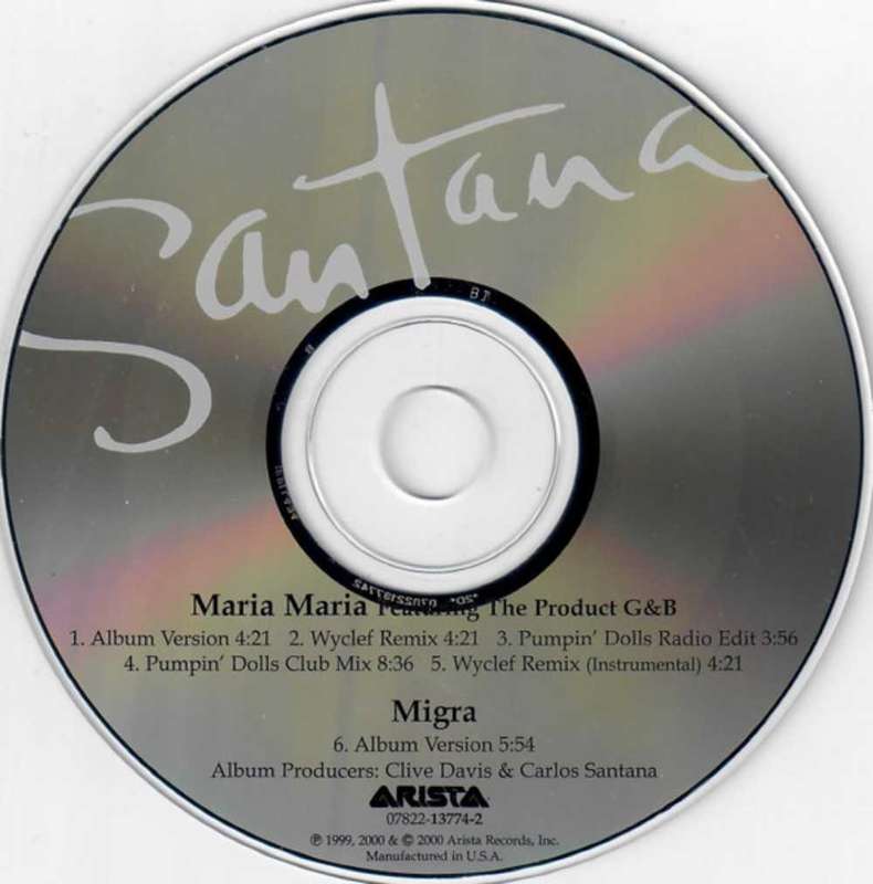 Santana Featuring The Product G&B  Maria Maria (2000, CD)