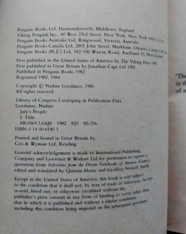 July's People by Nadine Gordimer