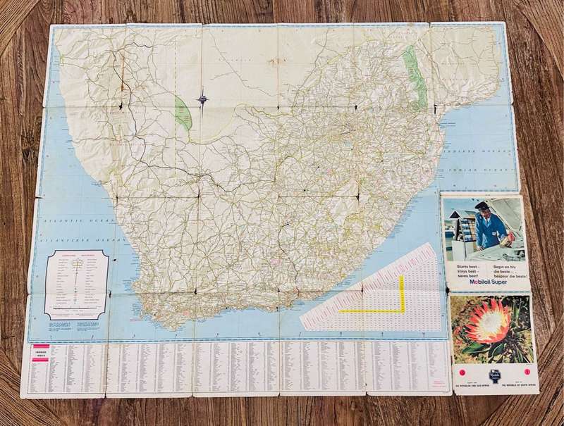 Vintage MAP OF THE REPUBLIC OF SOUTH AFRICA circa 1964 ( 93cm x 73cm )