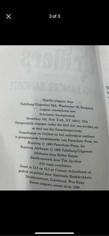 Akrikaans Goosebumps book - Grillers