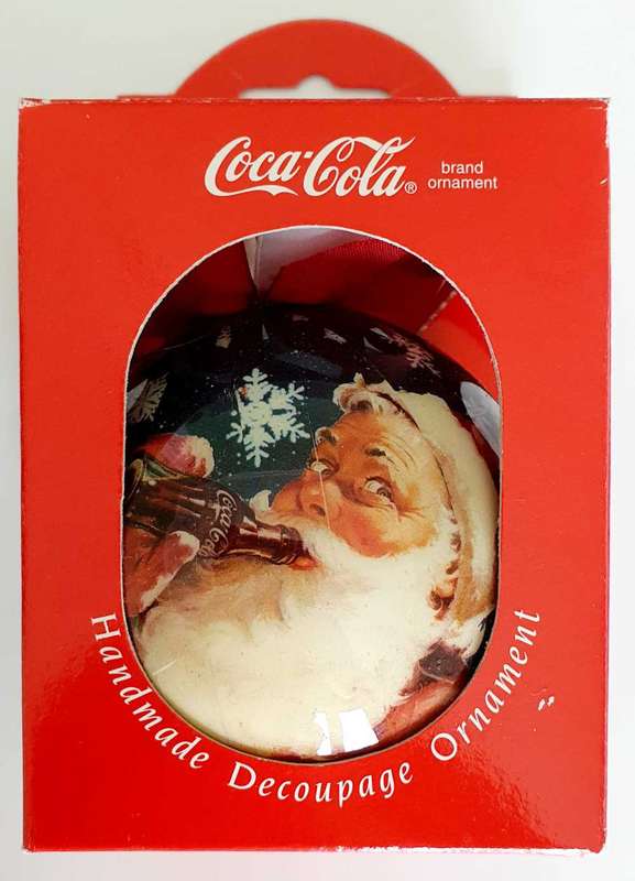 2 x COCA COLA VINTAGE HANDMADE DECOUPAGE ORNAMENTS