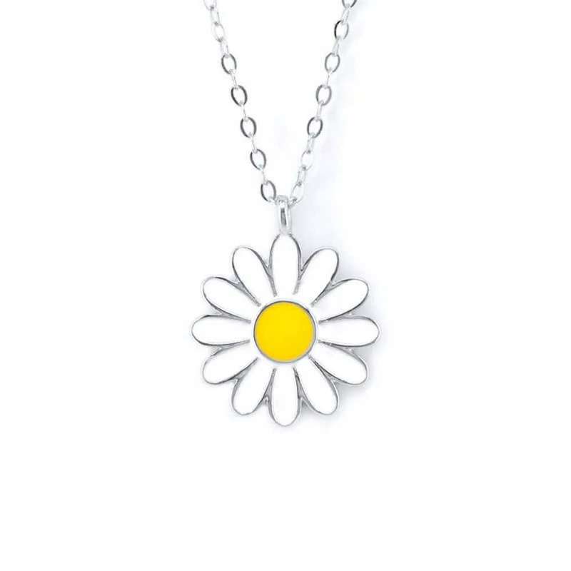 Necklace Sterling Silver 925 Daisy Flower Pendant Fine Chain