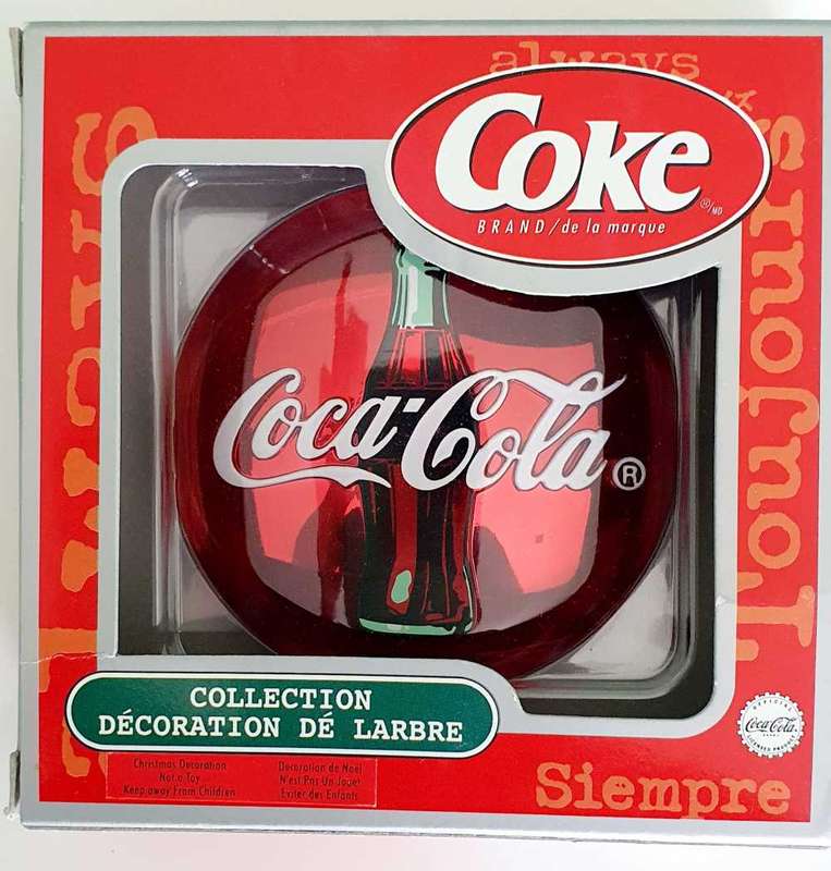 COCA COLA - 2 x VINTAGE RED DISC ORNAMENTS