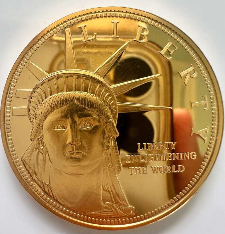 RARE 40MM TOP MEDAL - STATUE OF LIBERTY HISTORY - WITH CERTIFICATE AND CAPSULE